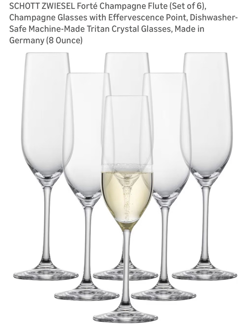 Schott Zwiesel Clear Champagne Flute Set - 6-Piece from Germany